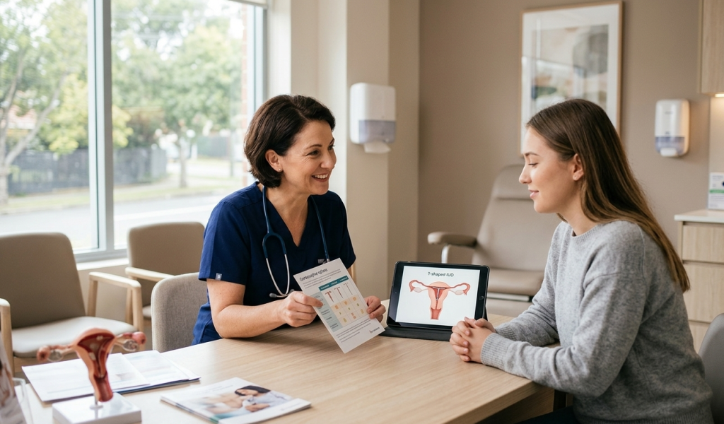 IUD birth control device T-shaped Mirena Kyleena copper contraception